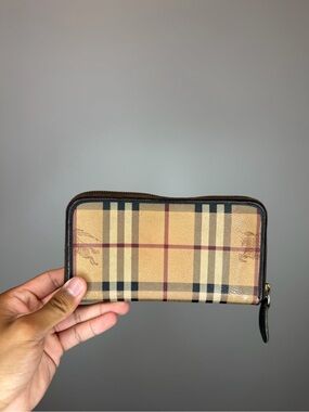Burberry Haymarket check coated canvas zip wallet
